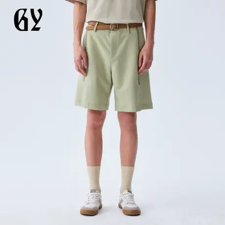雅戈尔奥莱 GY男装夏人字纹织带拼缝易打理直筒男士休闲短裤商品大图