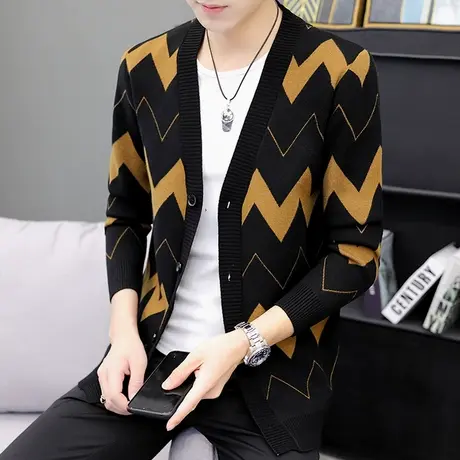 针织开衫男士外套秋季新款休闲潮流毛衣学生外穿帅气秋装披风上衣商品大图