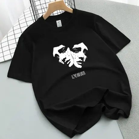 重磅纯棉短袖t恤男美式潮牌黑色上衣服夏季宽松全棉半袖圆领体恤商品大图