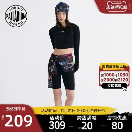 PALLADIUM帕拉丁短裤春季潮流印花牛仔五分骑行裤女197039图片