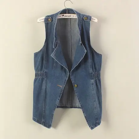 牛仔马甲女2024春秋新款韩版修身显瘦中长款无袖背心马夹坎肩上衣商品大图