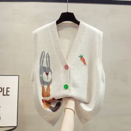 v领针织开衫马甲背心女2023秋装新款宽松外穿马夹叠穿毛衣坎肩潮商品大图