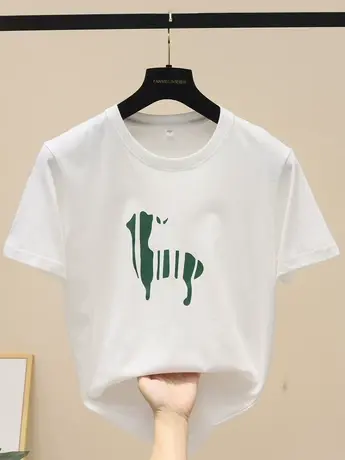 复古港风卡通印花短袖t恤女夏季新款宽松百搭小个子纯色体恤上衣图片