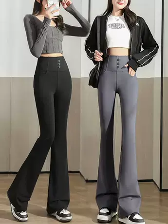 微喇叭裤高腰显瘦芭比裤秋季新款薄款打底修身时尚瑜伽阔腿拖地裤商品大图