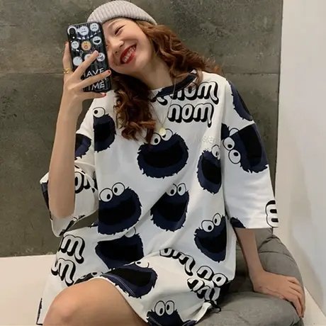 网红ins超火短袖t恤女2020夏季宽松韩版bf慵懒风chic港味上衣服潮图片