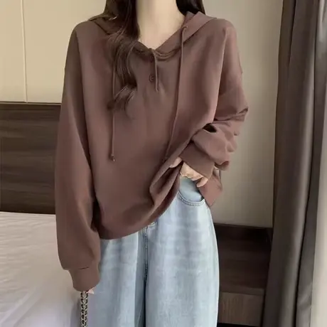 vintage卫衣女小个子加绒加厚春秋冬季宽松百搭长袖上衣外套潮ins商品大图