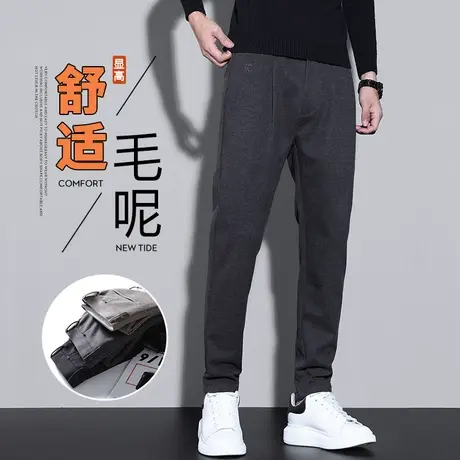春秋款高端直筒商务正装毛呢西裤秋冬季弹力修身休闲裤子2024新款商品大图