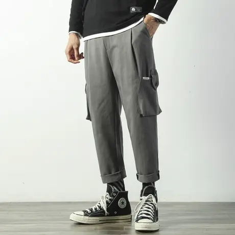 裤子男款秋季直筒宽松工装休闲长裤男夏季潮流帅气百搭九分运动裤商品大图