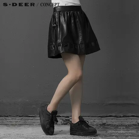 sdeer圣迪奥女装未来感亚力克装饰皮裙S15381368图片