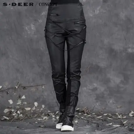 sdeer圣迪奥女装帅气朋克气质挺括长裤S15480840商品大图