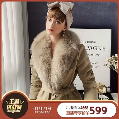 【直播】粉红大布娃娃派克服外套女冬大毛领中长款棉服加厚棉袄图片