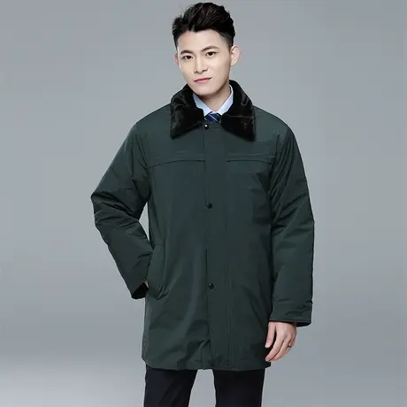 邮政新款男士毛领棉服大衣储蓄银行工作服可脱卸内胆加厚棉衣冬季图片