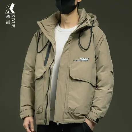 冬季户外防风冲锋衣男款白鸭绒保暖加厚棉服外套男宽松大码防寒服商品大图