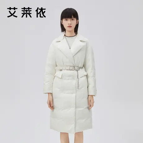 艾莱依羽绒服女冬季新款设计感长款收腰冬季西装大衣时尚气质外套图片