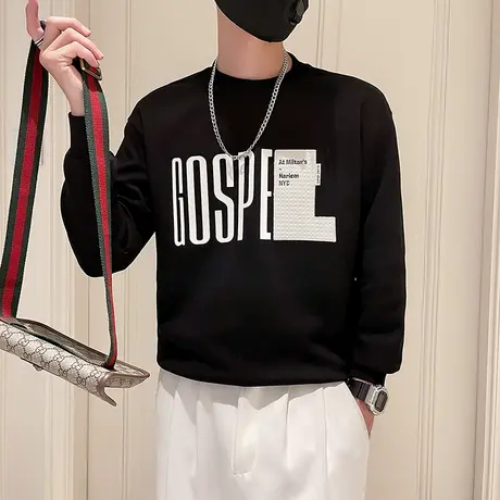 卫衣男无帽2023新款春秋季重磅潮牌欧洲站INS休闲内搭上衣打底衫商品大图