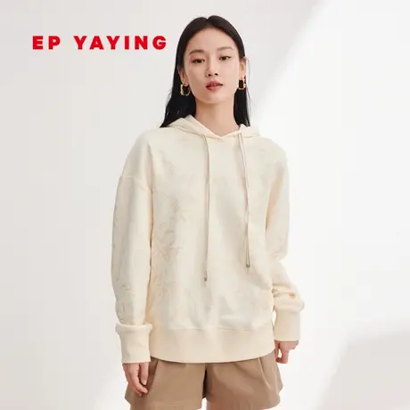 EP YAYING雅莹女装 3A抑菌宽松长袖连帽卫衣 2024早春新款图片