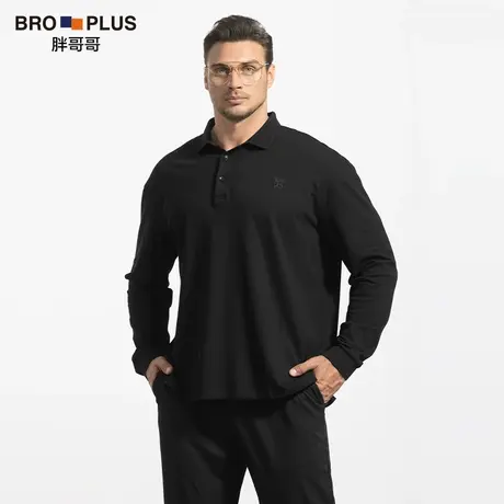 [骑士刺绣短袖]高端商务大码长袖POLO衫男宽松加肥加大纯棉打底衫图片