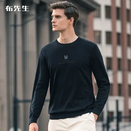 MrBu布先生美丽诺羊毛T男秋冬新款套头圆领厚款保暖长袖T BT11652商品大图