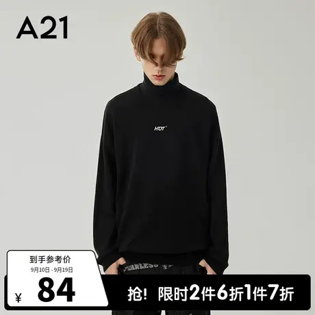 A21outlets男装宽松圆领针织衫港风ins情侣毛衣潮牌休闲上衣男士商品大图