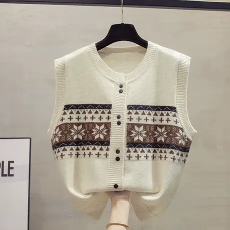 v领针织开衫马甲背心女2023秋装新款宽松外穿马夹外搭毛衣坎肩潮图片