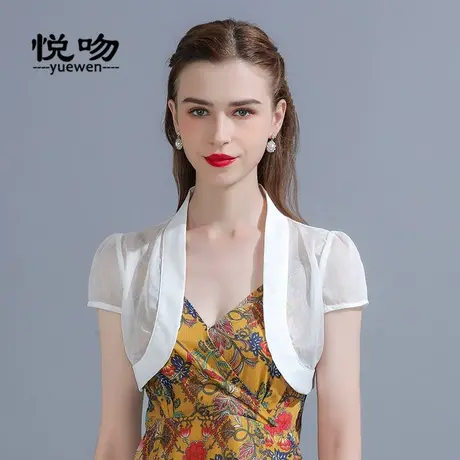 旗袍披肩外搭开衫夏季配裙子仿真丝雪纺小披肩百搭短款薄小坎肩女商品大图