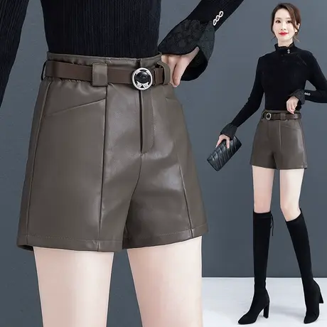 直筒皮短裤女大码2023年秋冬新款高腰显瘦pu皮裤胖妹妹外穿靴裤潮图片
