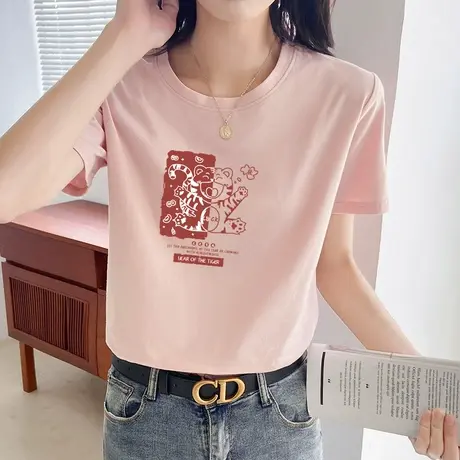 日系卡通简约短袖上衣女纯棉百搭宽松t恤女韩版内搭ins学生半袖夏商品大图