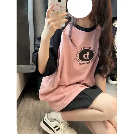纯棉设计感短袖t恤女夏季新款美式复古港味chic半袖独特别致上衣图片