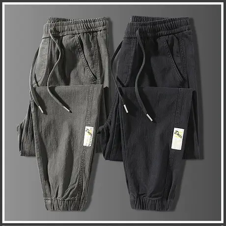 黑色痞帅工装裤男士束脚宽松紧腰秋季春秋款休闲裤子男裤潮牌秋装商品大图