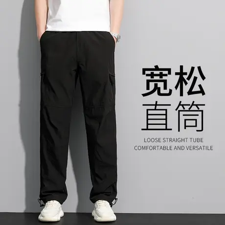 男士工装裤2023新款纯棉男裤中老年秋季宽松直筒加肥加大男款裤子商品大图