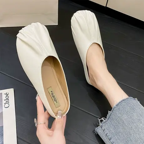 包头半拖鞋女外穿2023新款春夏平底孕妇懒人奶奶半托法式小众凉拖图片