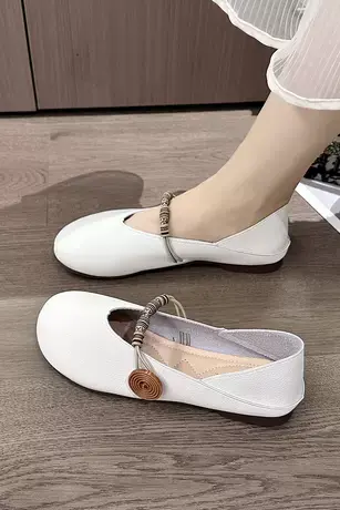 复古民族风豆豆鞋女夏2023新款平底软底两穿奶奶鞋懒人一脚蹬单鞋商品大图