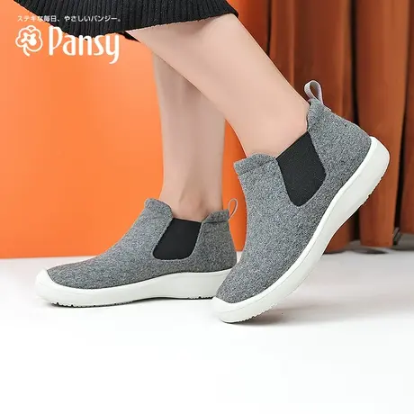 Pansy日本女鞋软底防滑妈妈鞋休闲百搭短靴女士高帮老人鞋秋冬款图片
