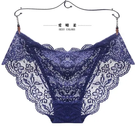 单条性感内裤女蕾丝花色无痕女三角裤火辣翘臀性惑激情透明镂空商品大图