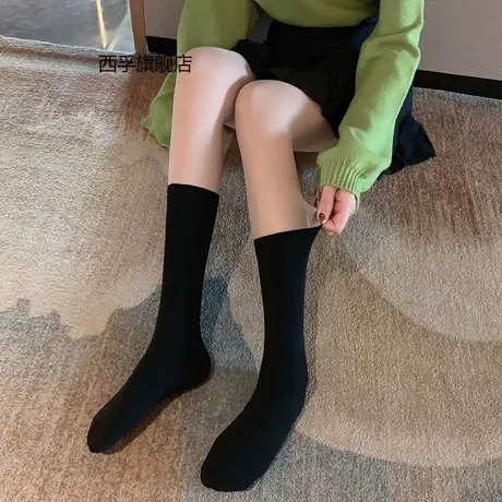 韩日防滑连裤四季假中筒假小腿袜网红超火美腿女假过膝长筒显瘦袜图片