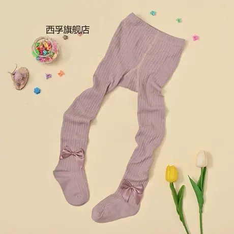 蝴蝶结针织舞蹈袜透气素雅舒适儿童休闲裤小女孩舞蹈袜子不起球图片