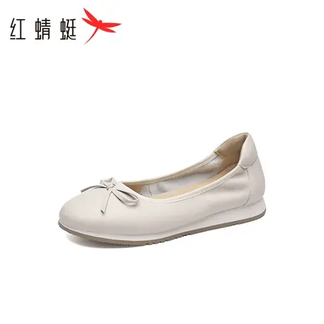 红蜻蜓软底妈妈鞋2023秋季新款女鞋一脚蹬休闲皮鞋中年真皮单鞋女图片