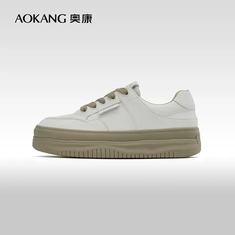【官方直营】奥康板鞋女厚底2024春季新款饼干鞋增高休闲面包鞋图片
