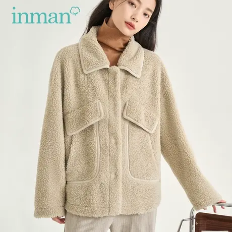 茵曼旗舰店羊羔绒外套女2023秋冬新款高级感小众加厚保暖上衣棉衣图片