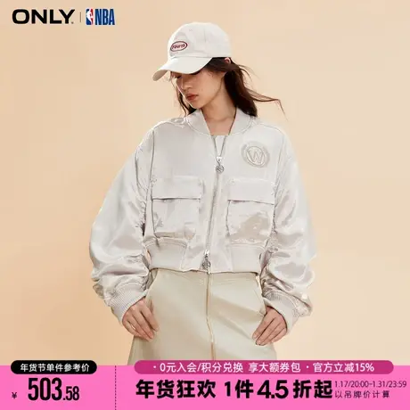 ONLY2023冬季新款简约休闲百搭宽松刺绣短款外套女|123436017图片