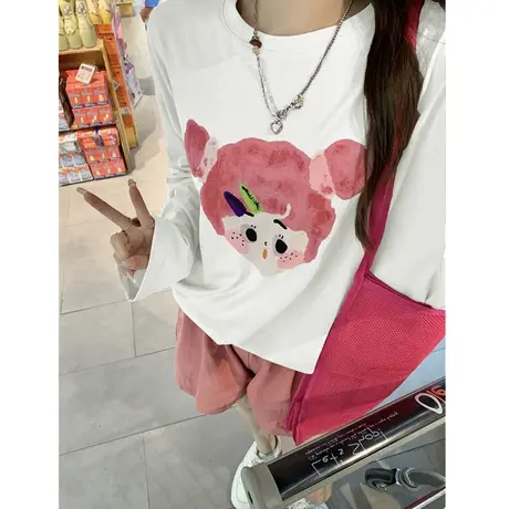 甜美少女可爱学院打底衫长袖T恤多巴胺女孩时尚穿搭早秋新品上衣商品大图