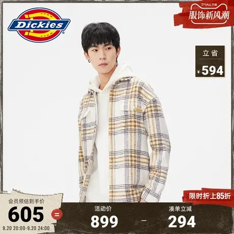 Dickies商场同款秋冬工装灵感 休闲厚格纹长袖衬衫夹克 宽松上衣图片