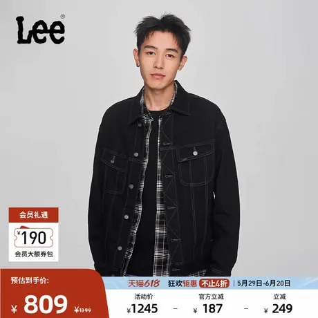Lee商场同款舒适版黑色暖岩恒温男保暖牛仔夹克外套LMT0078252VL商品大图