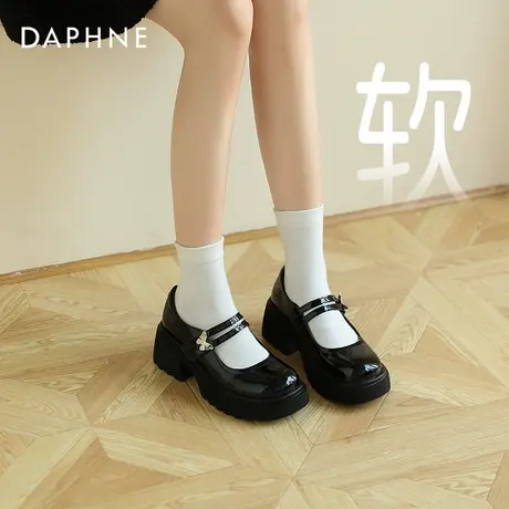 达芙妮玛丽珍女鞋2025春季新款高跟鞋黑色厚底小皮鞋女jk单鞋子女图片