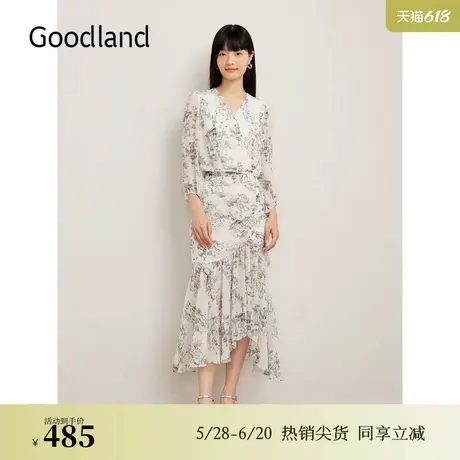 【博主同款】Goodland美地夏法式茶歇印花衬衫上衣商品大图