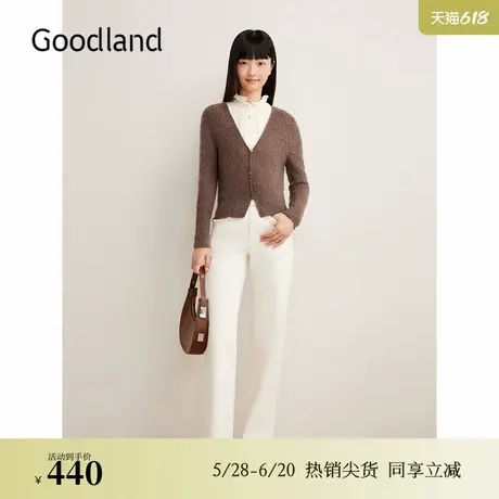 【美拉德】Goodland美地2024冬季新款法式v领毛针织衫图片