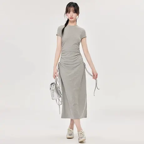 尔给气质裙子女夏季2024新款设计感小众小个子显瘦收腰a字连衣裙图片