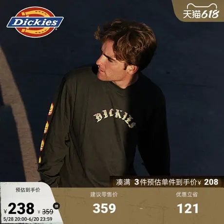 Dickies x SPITFIRE 联名款 胸前logo字母印花长袖T恤 男女情侣图片