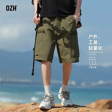 男士军绿色美式工装短裤男款2025新款轻量化速干裤潮牌透气休闲裤商品大图