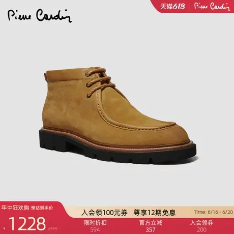 皮尔卡丹男鞋真皮休闲百搭系带XL轻底圆头透气羊皮内里短靴靴子男商品大图